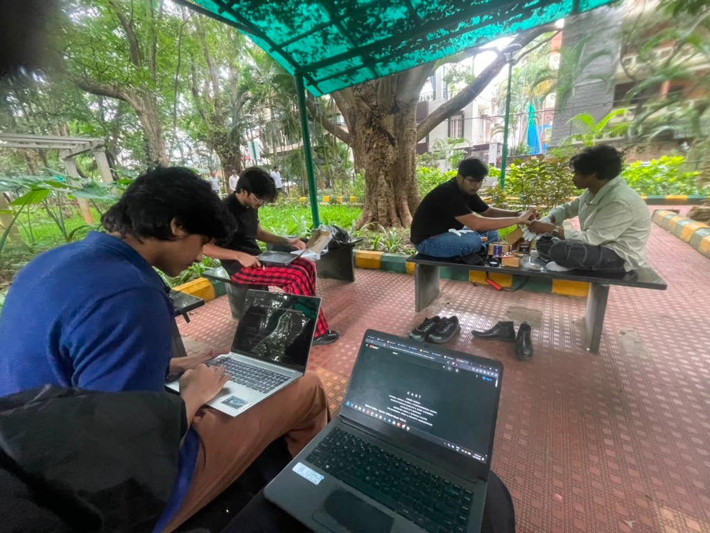 Sentrix team enjoying last minute debugging of their first prototype